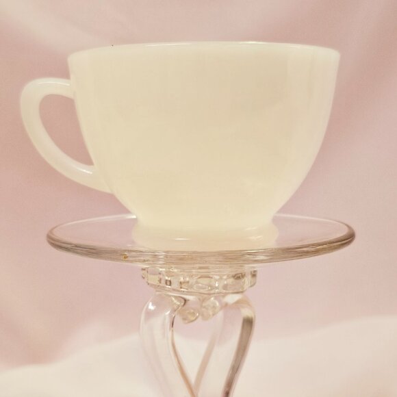 Fire King Primrose SINGLE Milk Glass Cup, Pink & Red Flowers, Vintage 1960-62 - Picture 4 of 9